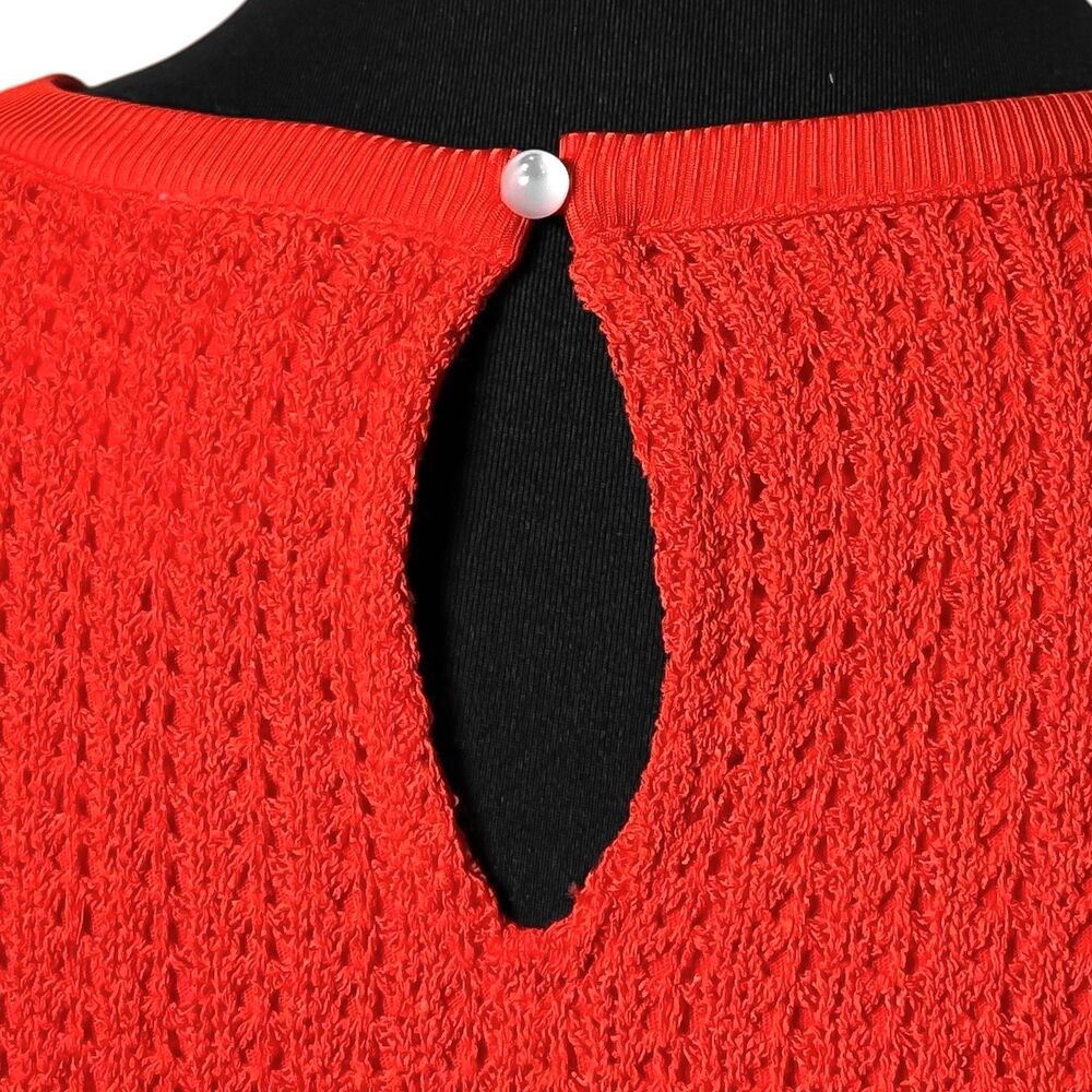 J Crew Orange Crochet Shift Dress Women's M NWT Sleeveless Crew Neck Lined Mini - Picture 10 of 10